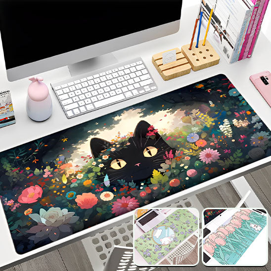 Tapis de Souris Gamer - Chat Noir - Base Antidérapante