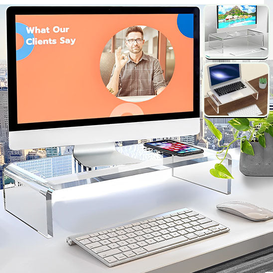 Rehausseur Écran en Acrylique Transparent pour Bureau