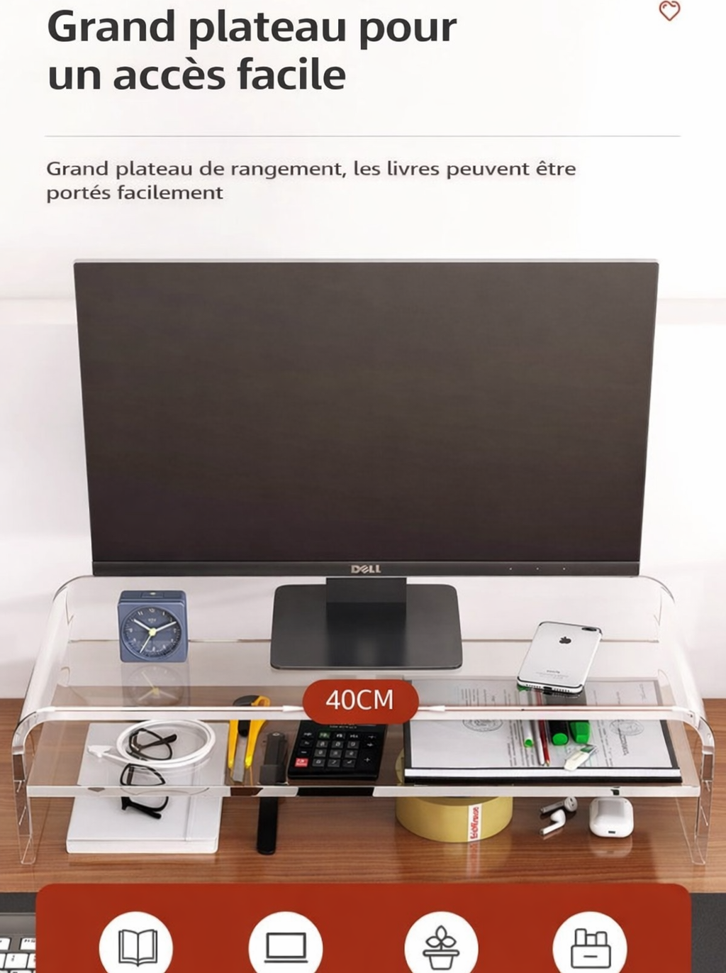 Rehausseur Écran en Acrylique Transparent pour Bureau