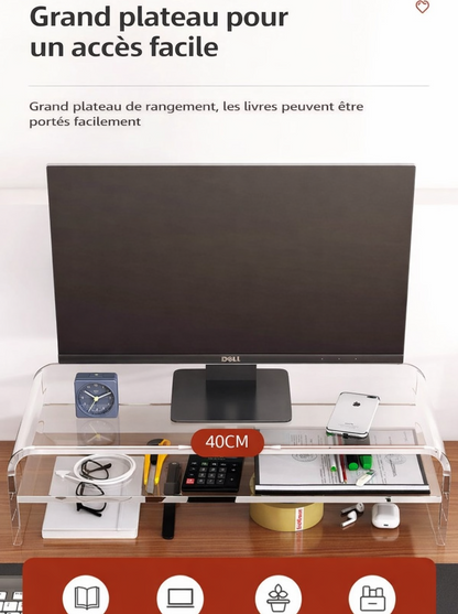 Rehausseur Écran en Acrylique Transparent pour Bureau