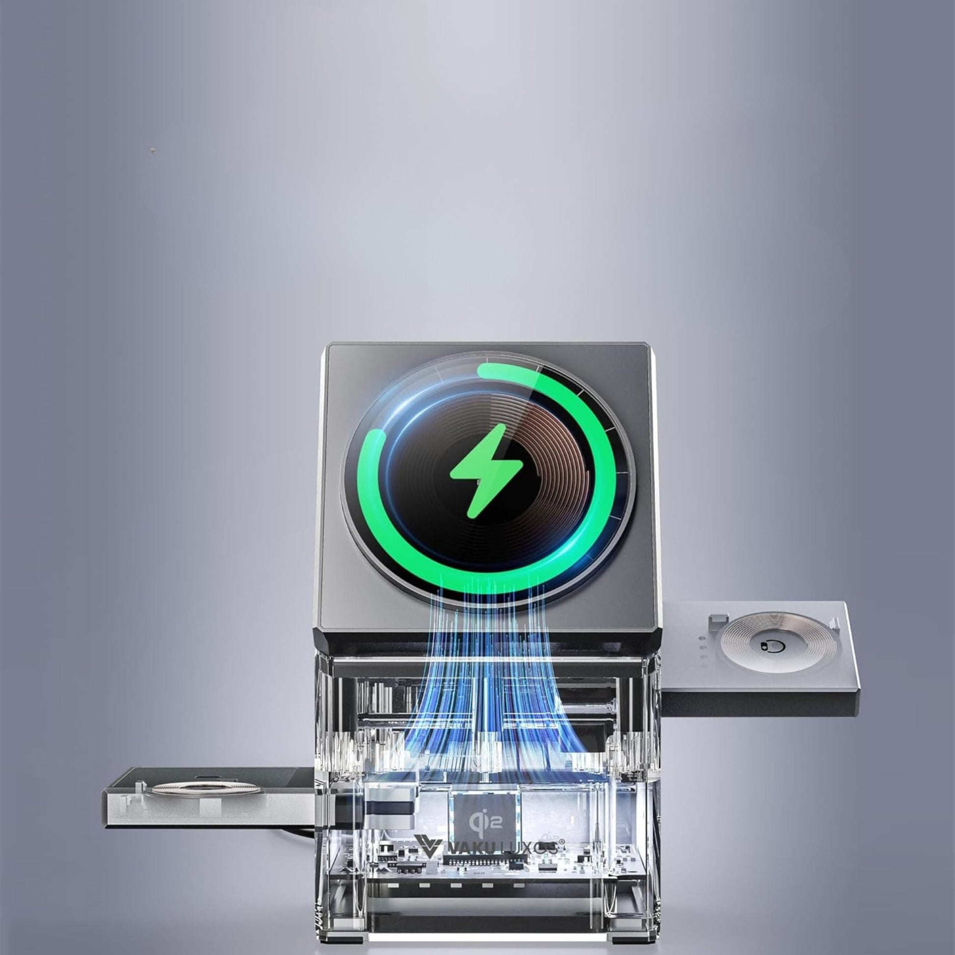 MAXCO Qi2 3-in-1 Magnetic Mag-Safe Wireless charger with Auto-Rotating