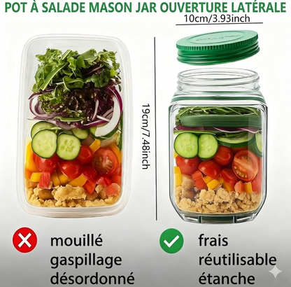 Lunch box étanche avec compartiments pour salade et vinaigrette