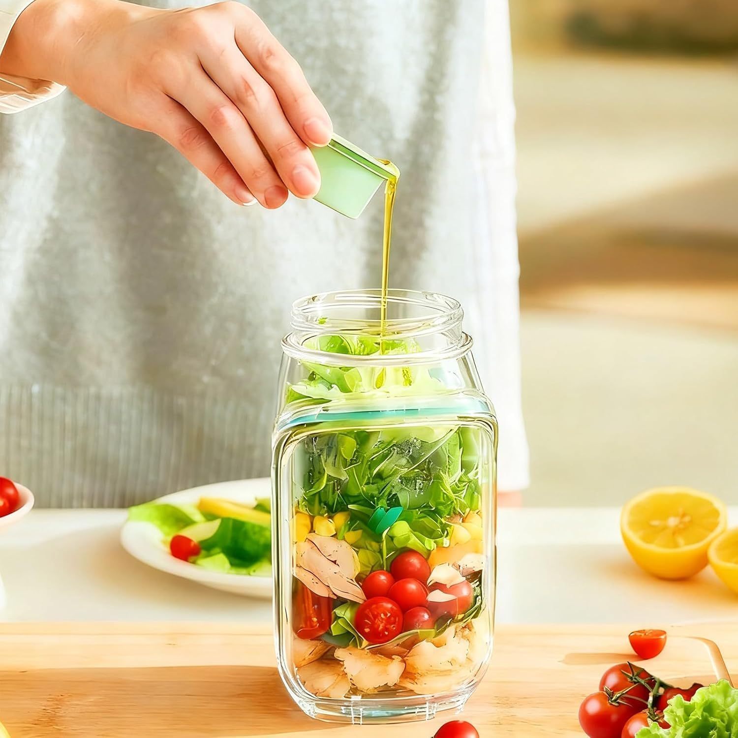 Conteneur alimentaire transparent avec couvercle coloré