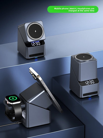 Chargeur Sans Fil Magnétique 3-en-1 MagSafe avec Support Auto-Rotatif