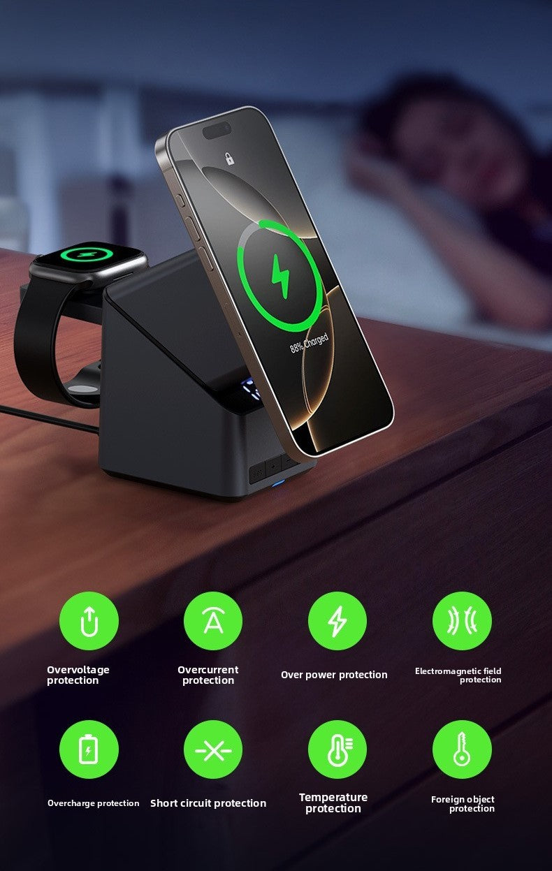 Chargeur Sans Fil Magnétique 3-en-1 MagSafe avec Support Auto-Rotatif