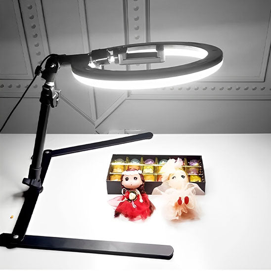 Trépied Réglable avec Support Téléphone et Anneau Lumineux