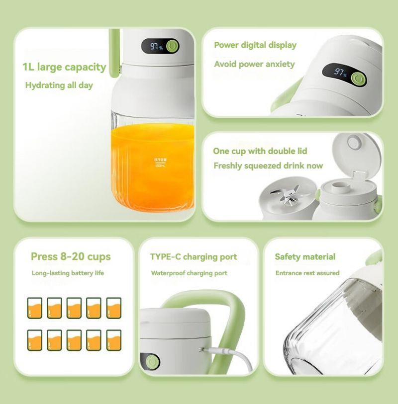 Mixeur portable inox grande capacité pour jus frais