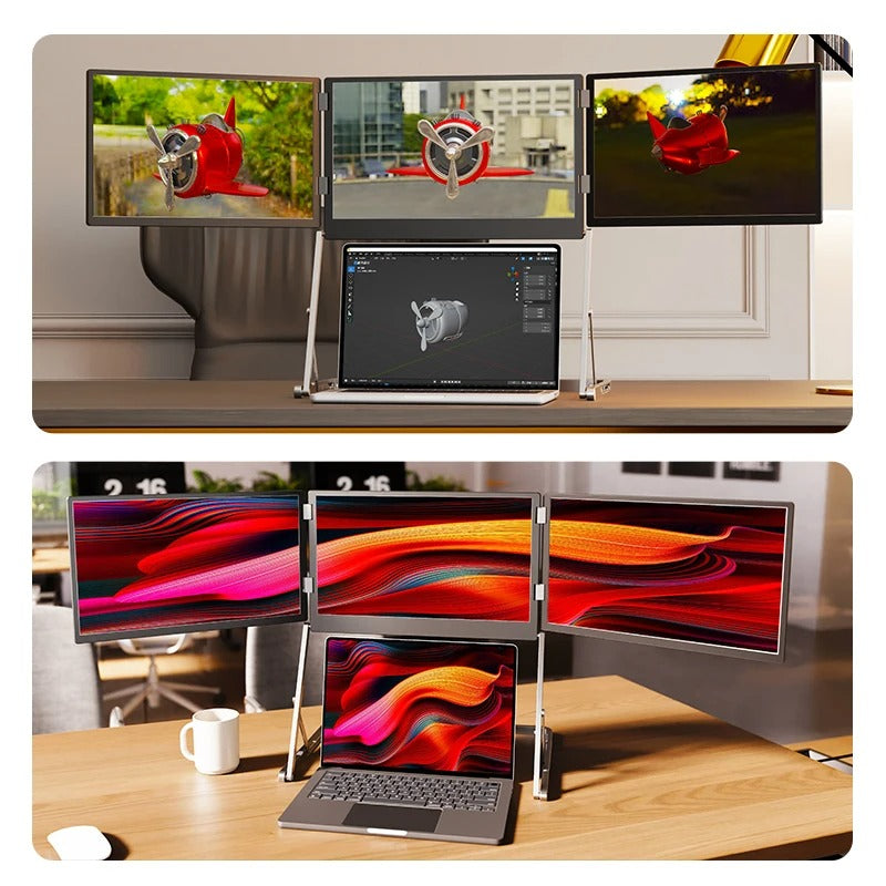 écran triple portable USB‑C pour travail multitâche 