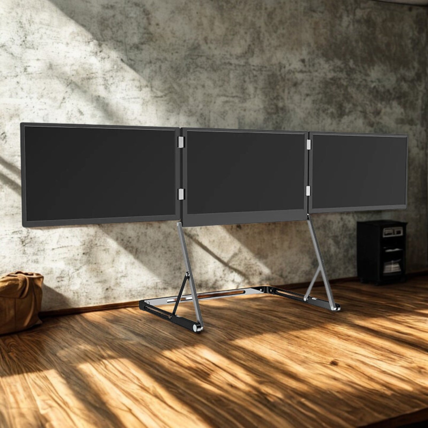 station de travail portable triple écran pour ordinateur 