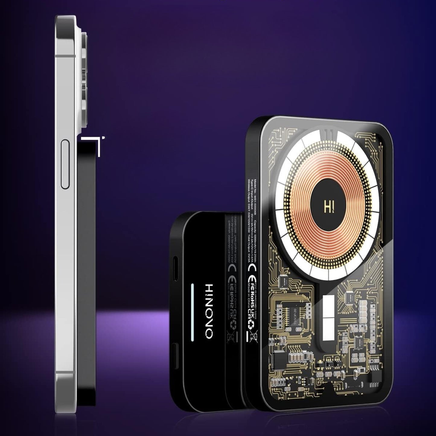 Batterie externe compacte transparente pour voyages