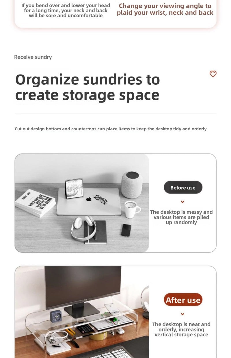 Rehausseur Écran en Acrylique Transparent pour Bureau
