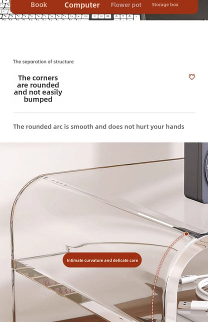 Rehausseur Écran en Acrylique Transparent pour Bureau