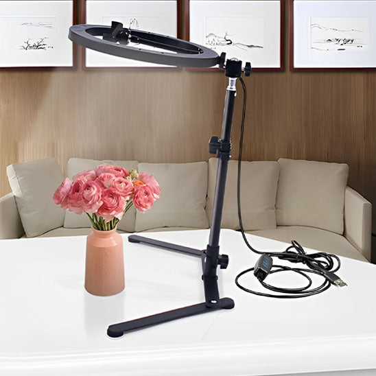 support smartphone rotatif 360° avec éclairage LED intégré