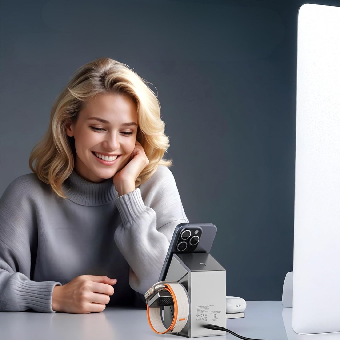 Chargeur sans fil magnétique avec design compact