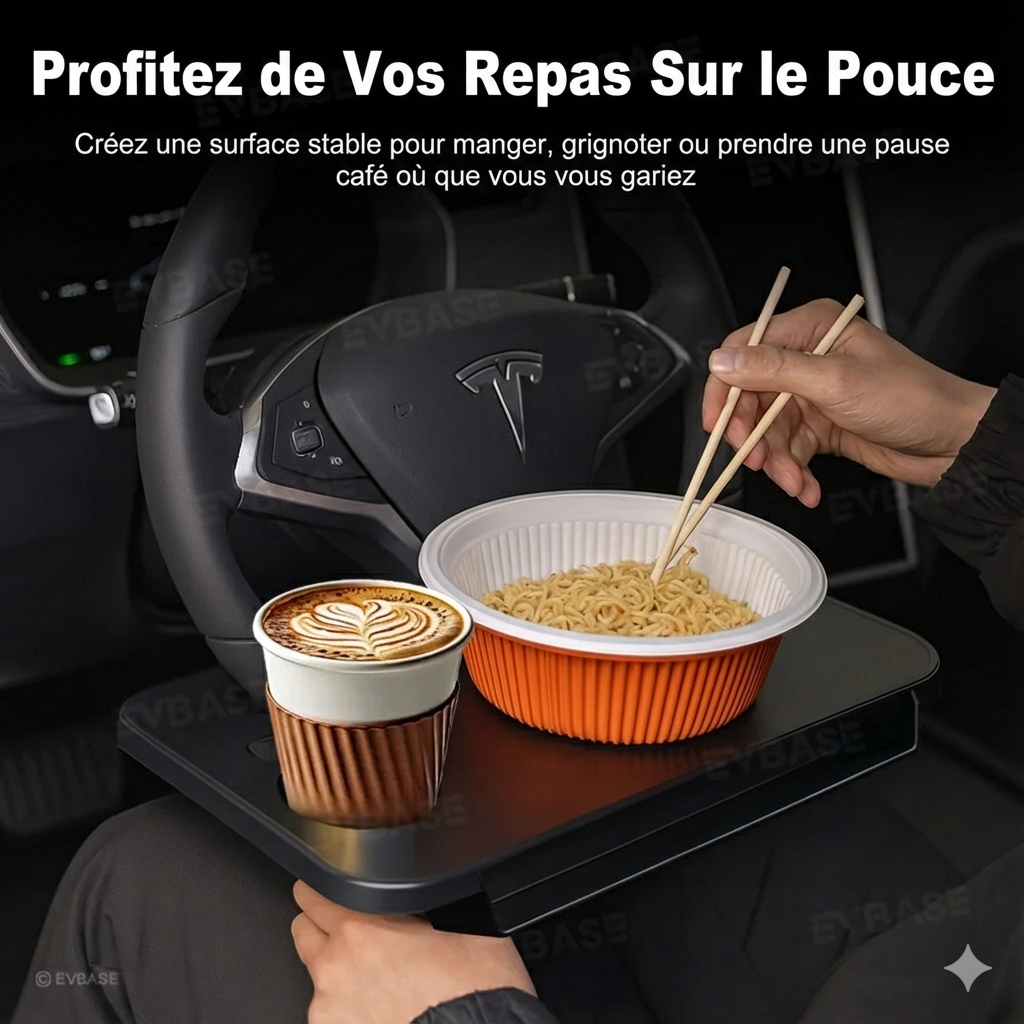 Plateau voiture ergonomique pour boissons et laptop