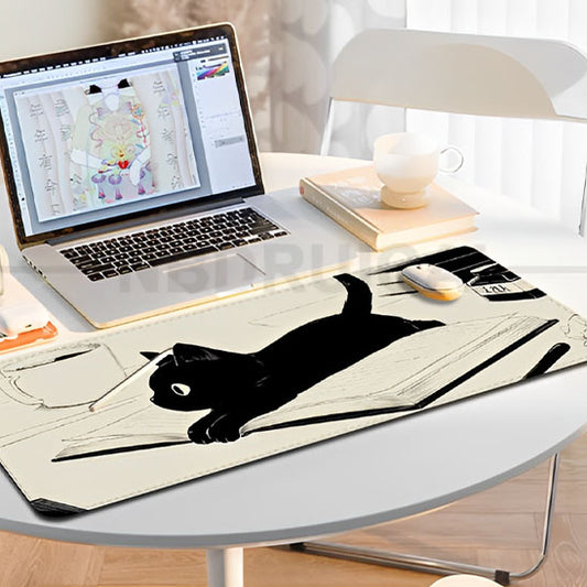 tapis de souris gamer chat noir base antidérapante 