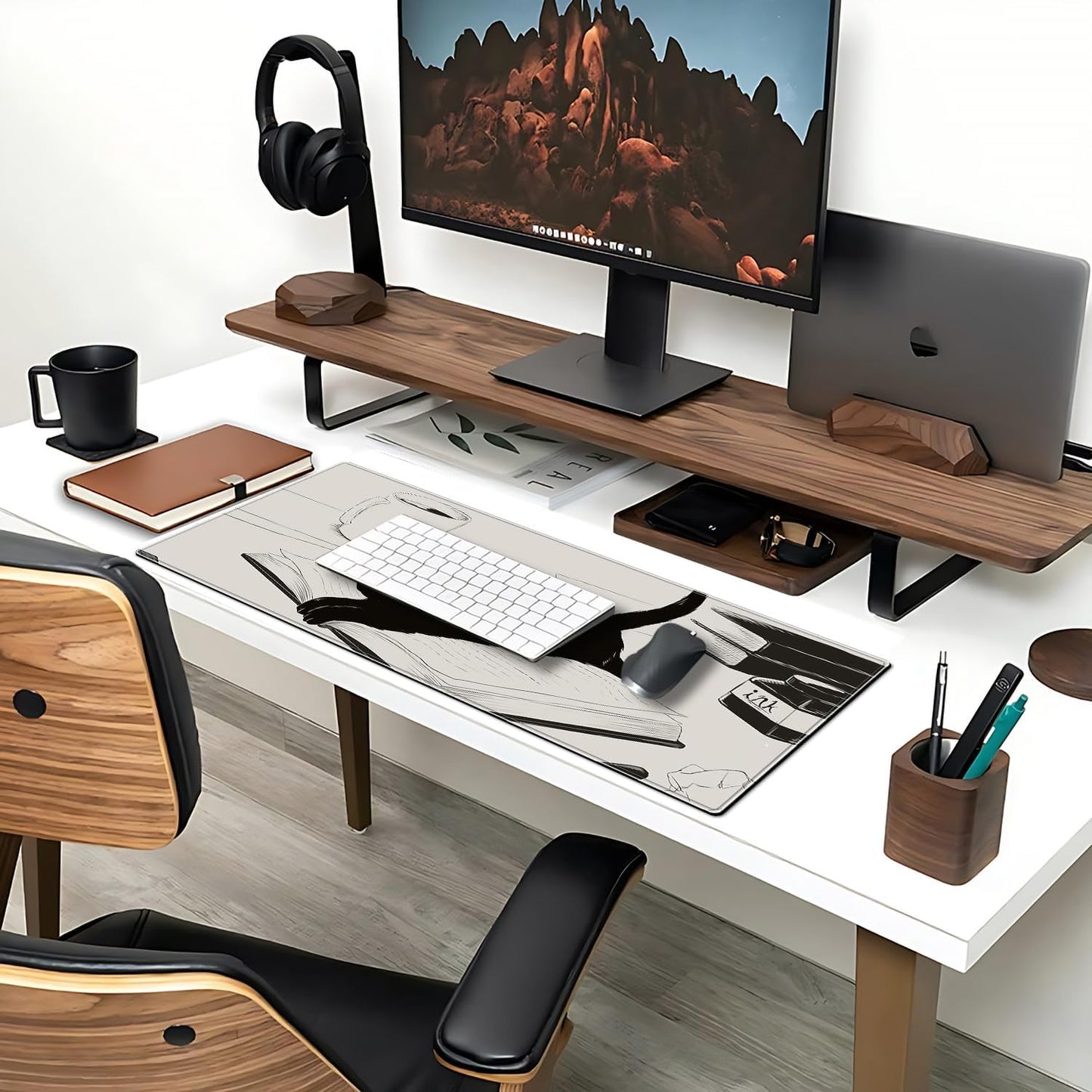 mousepad chat noir XXL pour gaming et bureau 